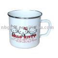 enamel mug with stainless steel rim and fashional design